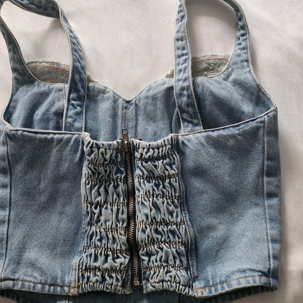 NEW PatBO Camila Coelho Denim Top - Picture 11 of 14